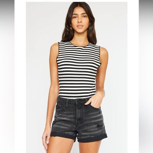 NWT Kancan Kaya High Rise Distressed Look Shorts Women’s Size LRG Black - Picture 1 of 13